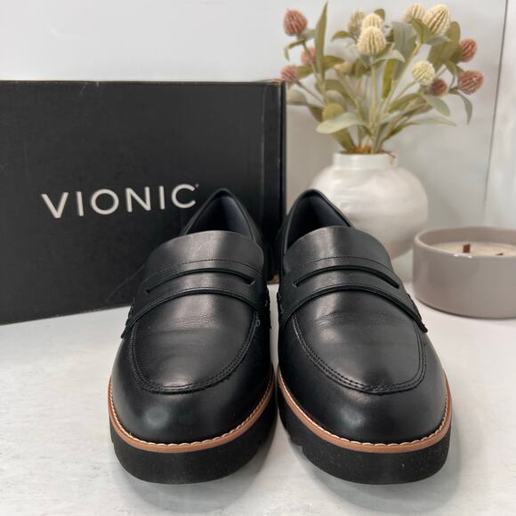 Vionic Cheryl II Slip-on Leather Loafer Black Women 11 Wide NWB - Picture 2 of 11
